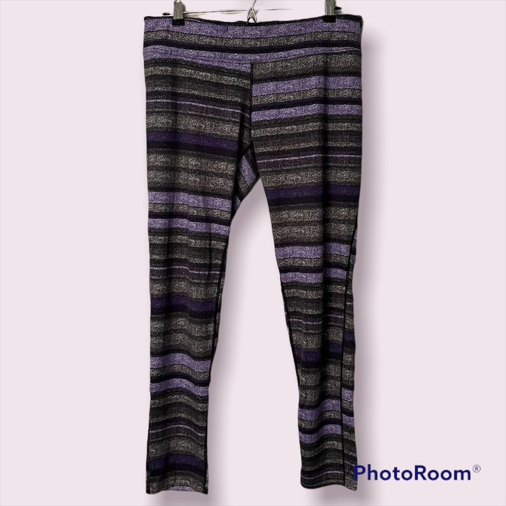 Soybu Leggings. Purple/Grey Stripes. Size Large.